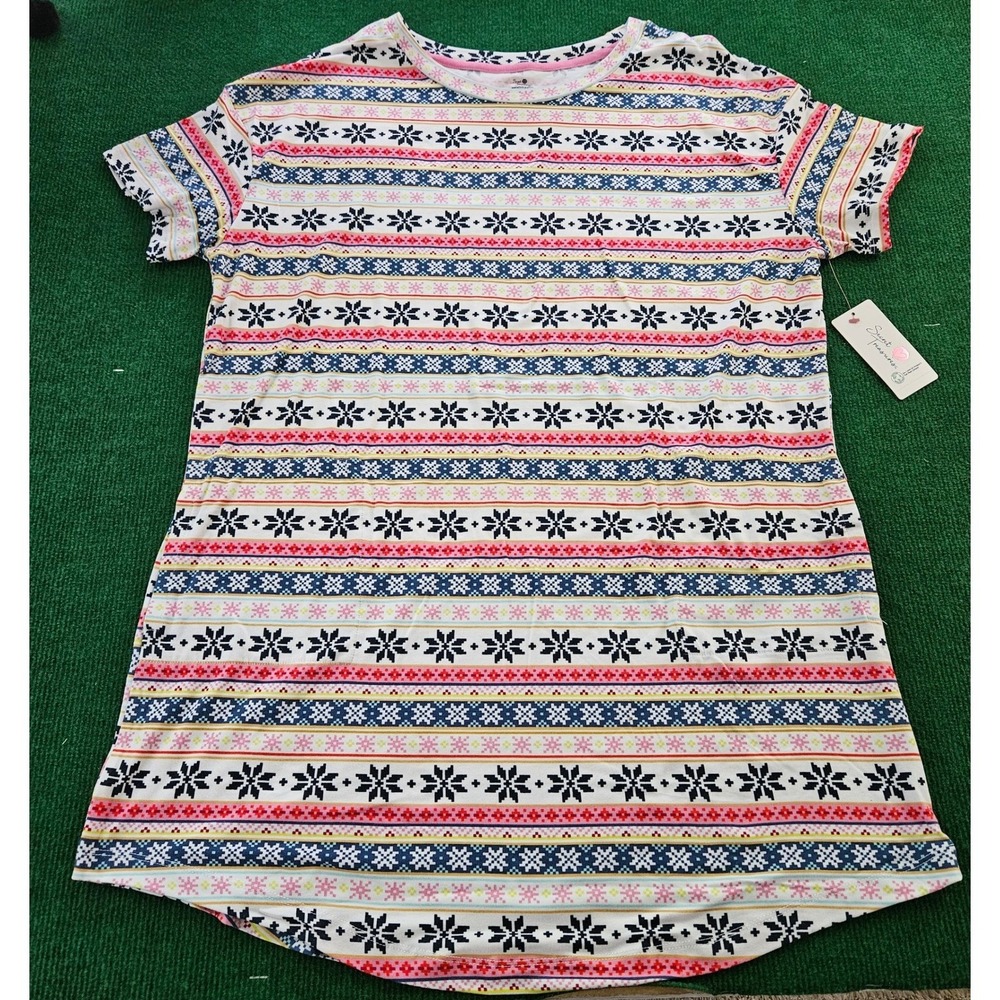 Secret Treasures Girls Fair Isle Snowflake Nightgown Sleepshirt Sleep Dress Sz S